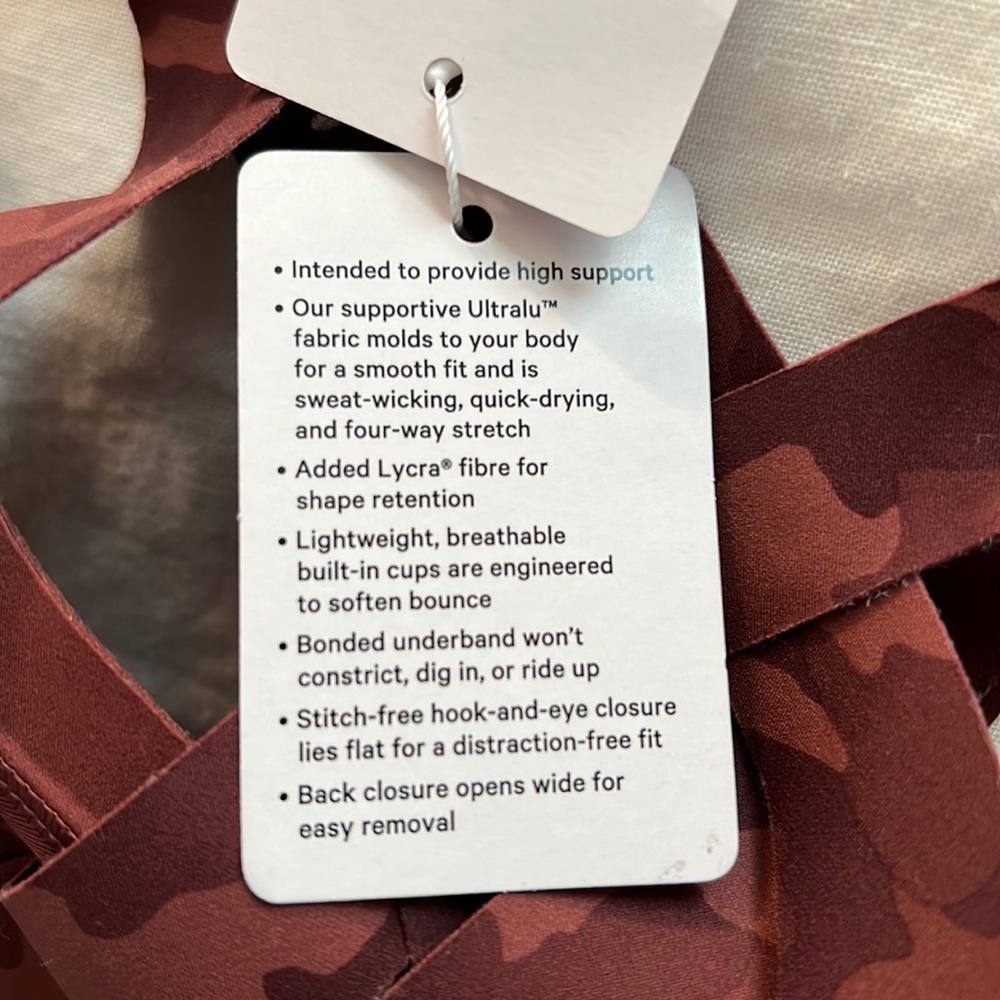 NWT Lululemon Enlite Weave-Back Bra High Support 32D in Camo Smokey Red - Picture 4 of 8